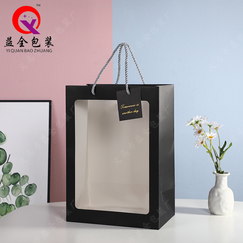 Bolsa de regalo tipo ventana para el Día del Maestro, cumpleaños, embalaje de flores, tarjeta de regalo, recuerdo, bolsa de papel, venta al por mayor image 11