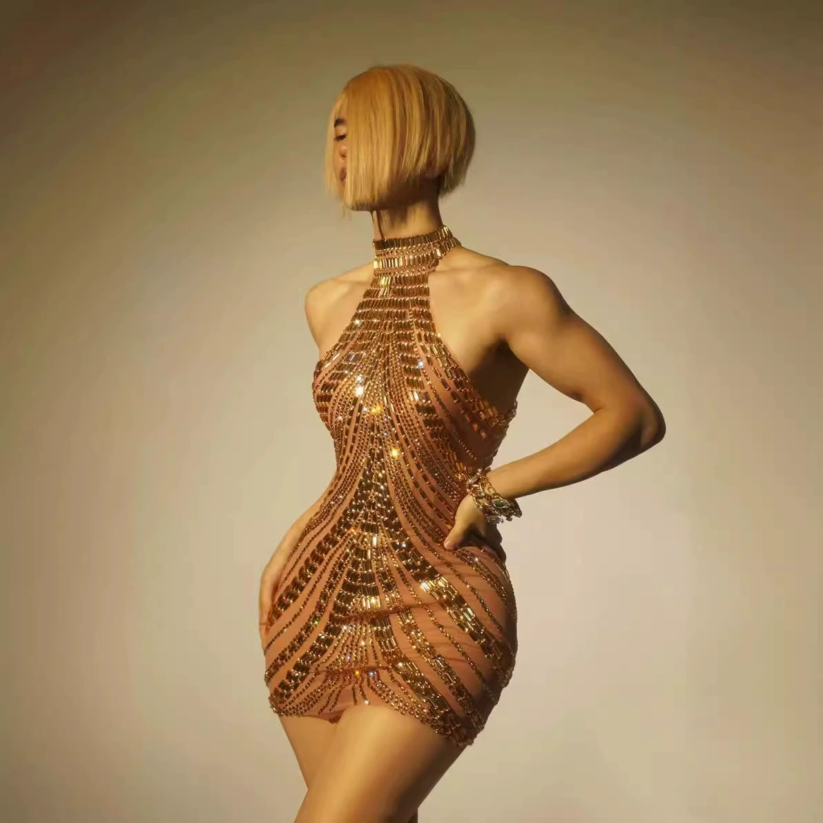 Новое платье для вечеринки Сексуальные бедра стразы