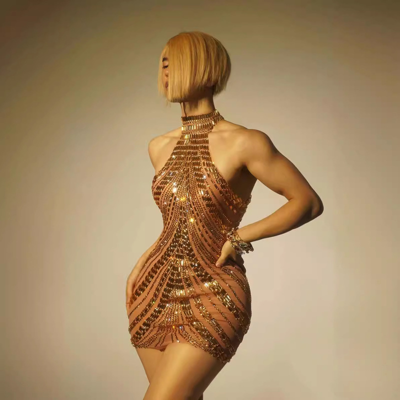 New Party Performance Dress, Sexy Hip-Hugging, Full of Rhinestones, Slimming, Exquisite Little Dress, Dazzling and Elegant