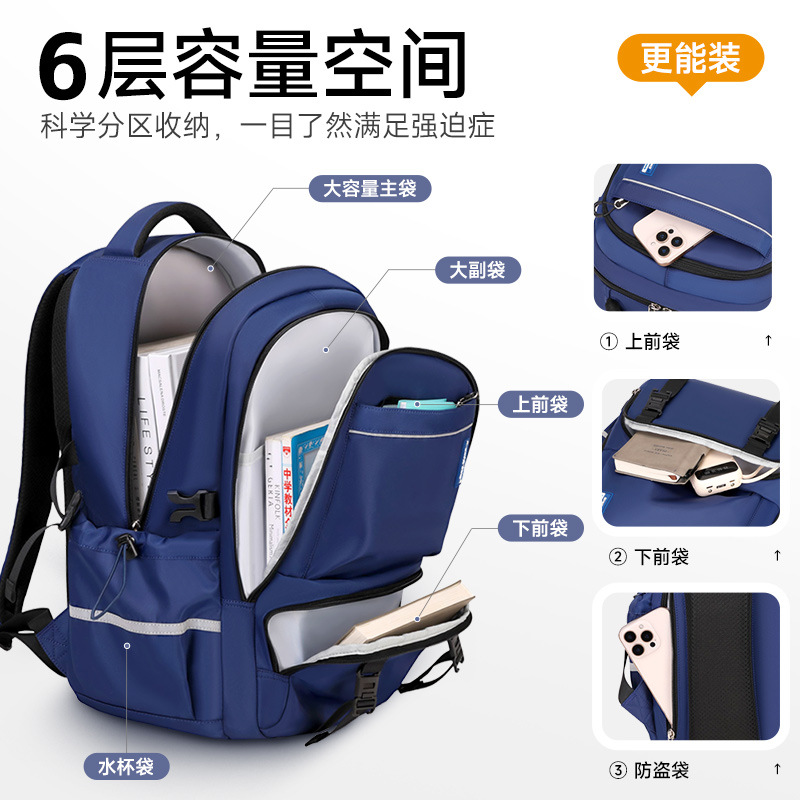 Mochila de hombre de gran capacidad, mochila de viaje para escuela secundaria y secundaria, mochila escolar, bolsa de equipaje ligera, bolsa de montañismo, mochila escolar impermeable