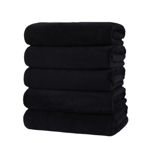 黑毛巾超细纤维加厚干发巾跨境专供毛巾理发店速干酒店吸水黑毛巾