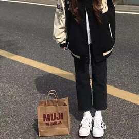黑色牛仔裤女韩版春秋2025新款高腰显瘦小个子毛边烟管裤chic裤子