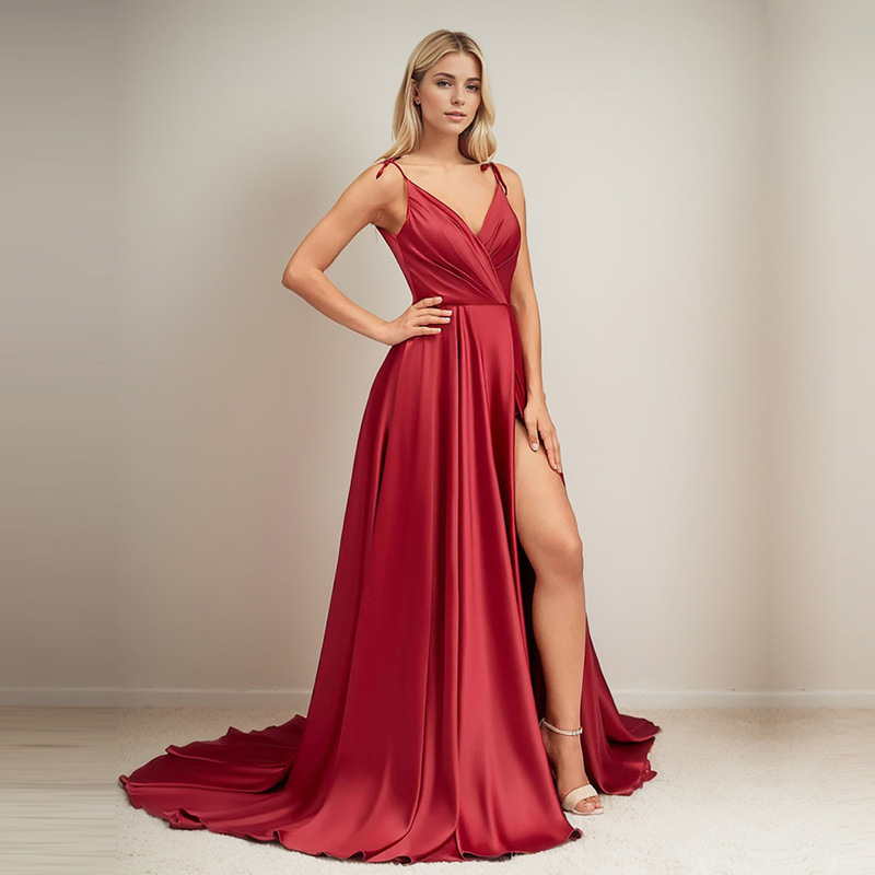 Amazon Bridesmaid Dress European and American Foreign Trade Independent Webmaster Dress Sexy Elegant Split Tail Ball Evening Dress