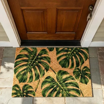 American-style minimalist letter pattern faux coconut palm floor mat, outdoor entrance doormat, non-slip dirt-resistant floor mat, direct from the factory (Avtomobil döşəmə paspasları) - 26713fyemmd-1-4060cmimitation-coconut-fiber-rubber-base