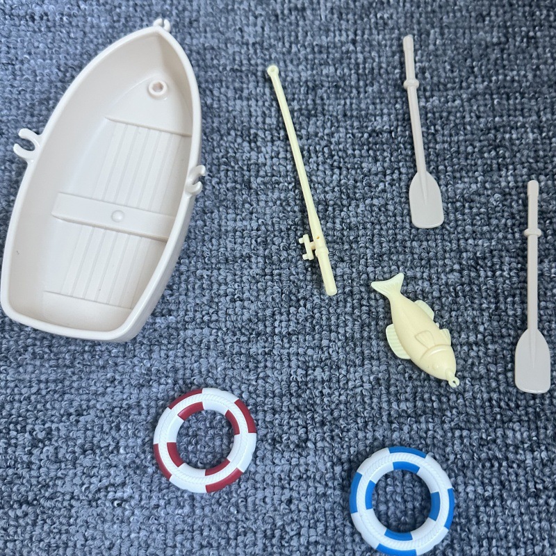 Casa de Juego Mini barco anillo natación Pesca barco pecera paisaje modelo miniatura adornos niños y niñas Juguetes