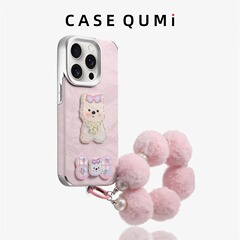 冬のアニメ刺繍小動物はリンゴ16promax携帯ケース14pro/15pro女子13/14を適用する