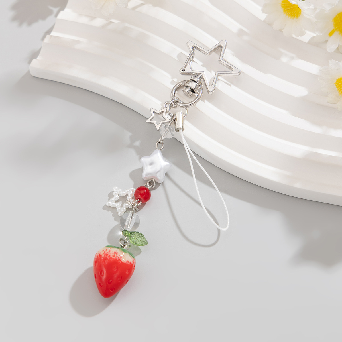 12g Weight Bag Pendant, Keychain Classification 1 Piece Quantity Daily Occasion Alloy Material Fruit, Strawberry Pattern Women's Gender Cute, Pastoral Style Cute Pastoral Fruit Strawberry Arylic Alloy Women's Bag Pendant Keychain 17