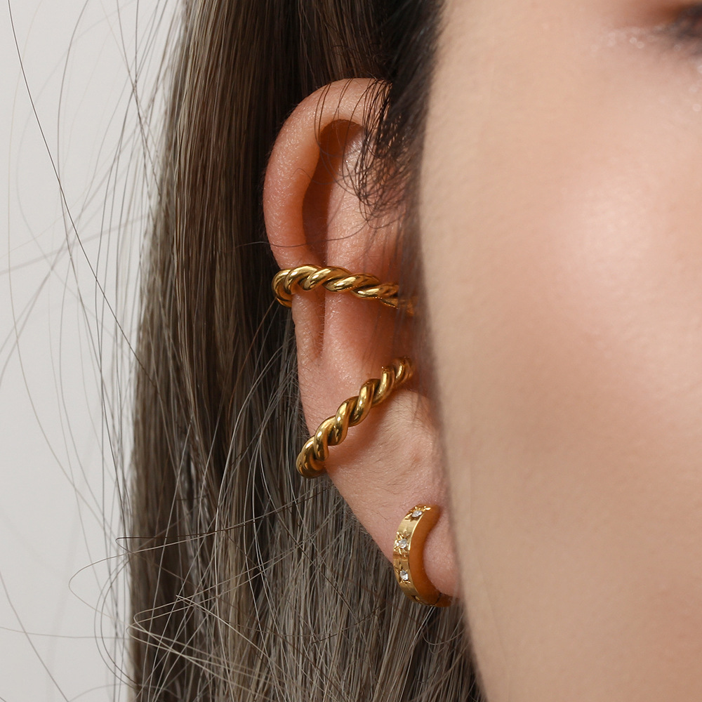 Fashion C Shape Stainless Steel Ear clips Plating Stainless Steel Earrings