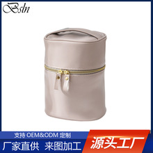 圆筒化妆包PU皮高质感化妆袋小巧圆形护肤品收纳包专柜化妆礼品包