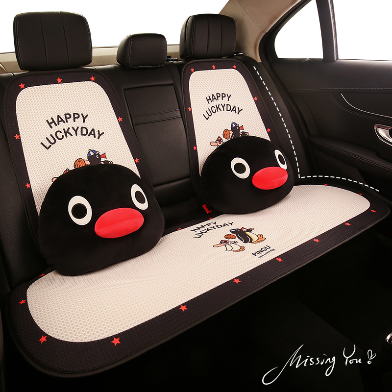 Cute cartoon penguin car headrest cushion, universal for all seasons, car neck support pillow, car seat pillow, lumbar support