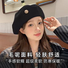 秋冬新款美式复古贝雷帽文艺百搭画家帽保暖八角帽韩系棕色帽子