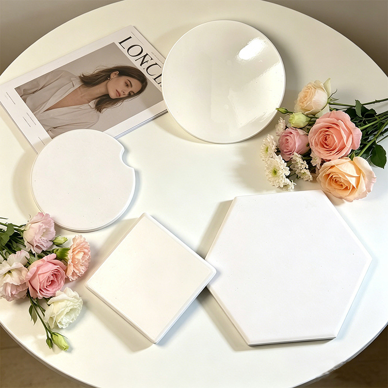 Blank thermal transfer ceramic Coaster Round Square Car coaster blank plain UV print absorbent coaster manufacturers