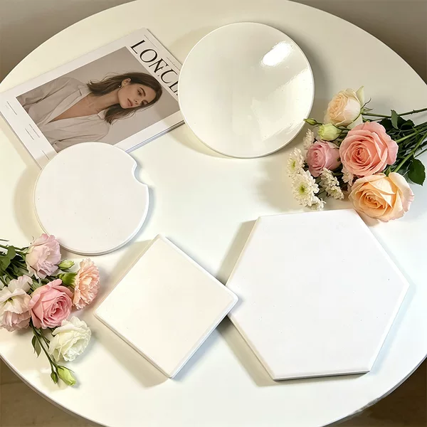 Blank thermal transfer ceramic Coaster Round Square Car coaster blank plain UV print absorbent coaster manufacturers