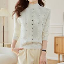 2026年高级感半高领复古提花针织打底衫女秋冬装新款韩版宽松毛衣
