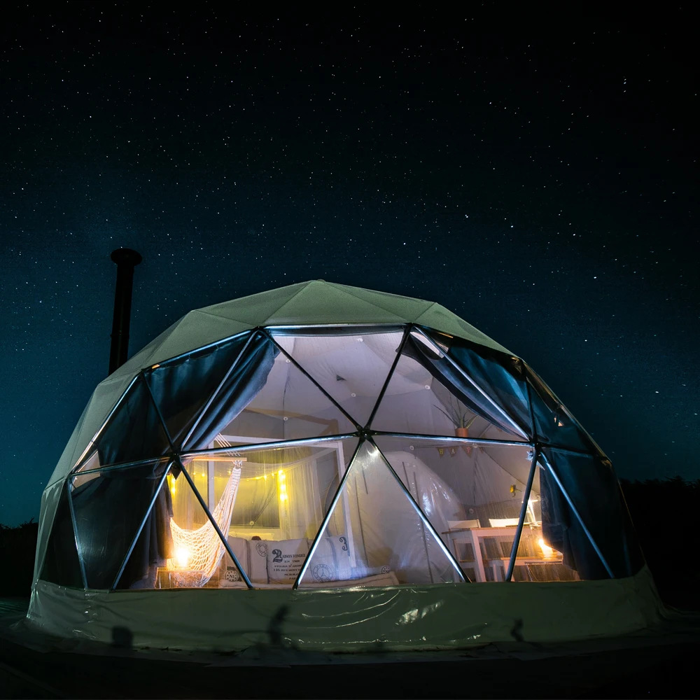 Muye camping al aire libre esférico cielo estrellado carpa 5 metros 6 metros de diámetro a prueba de lluvia y protección solar
