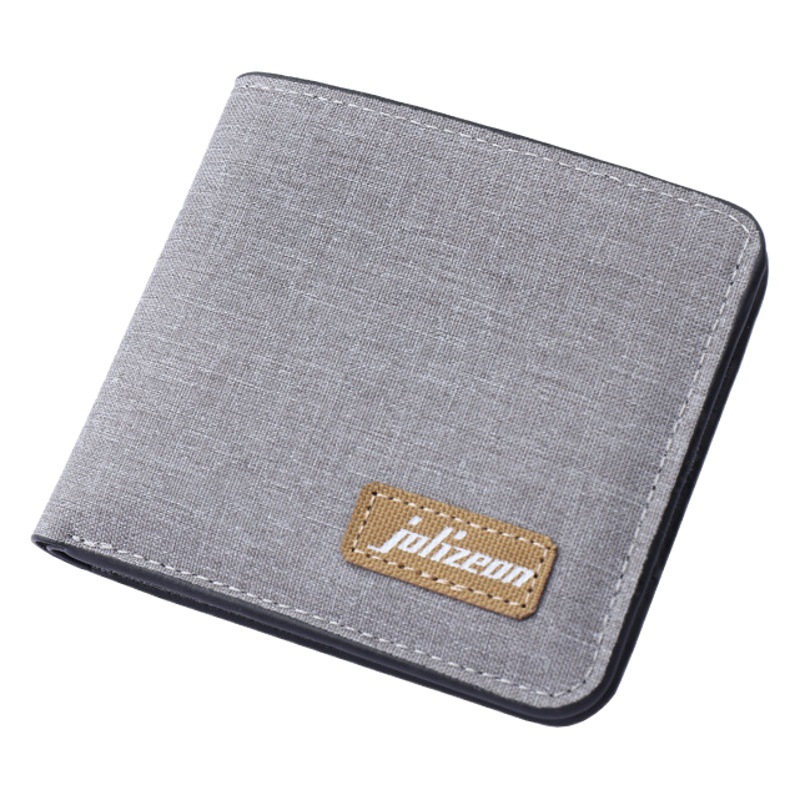 Cartera de lona de los hombres al por mayor billetera de mezclilla corta con cremallera billetera de los hombres ultrafina suministro de comercio electrónico transfronterizo