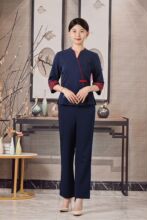 美容师服新款足浴工作服女足疗店养生馆按摩技师绣花工服套装短袖