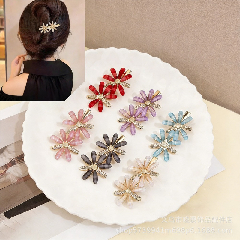 韩式爆款复古太阳花雏菊百搭发饰清新碎发侧边刘海夹花朵饰品金属