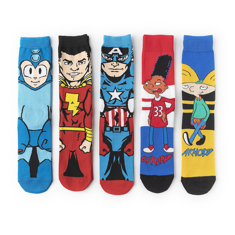 Outdoor Sports Trendy Socks, European and American Creative Mid-Calf Socks, Cotton Manufacturer, Cross-Border Cartoon Socks, Personalized Skateboard Cotton Socks, Sweat-Absorbent