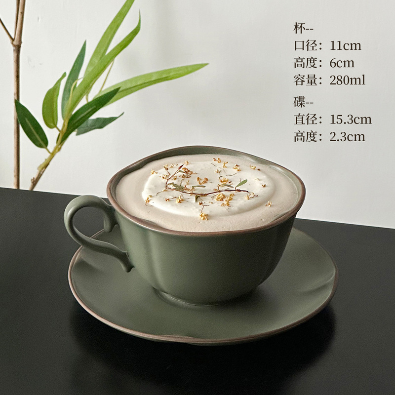 复古咖啡杯高级感马克陶瓷杯碟套装设计感小众拿铁杯拉花杯水杯|undefined