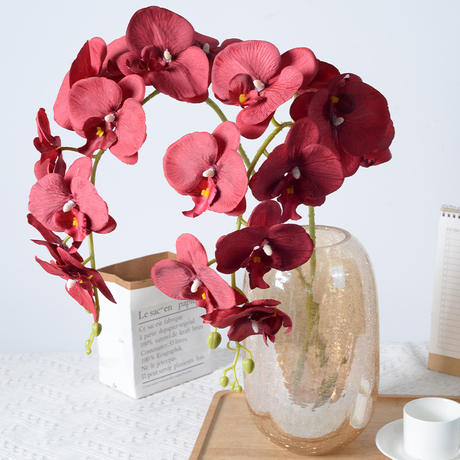Single Dried Flower Artificial Silk Cloth Feel 9 Phalaenopsis Artificial Flower Orchid Wedding Home Hotel Decoration Fake Flower