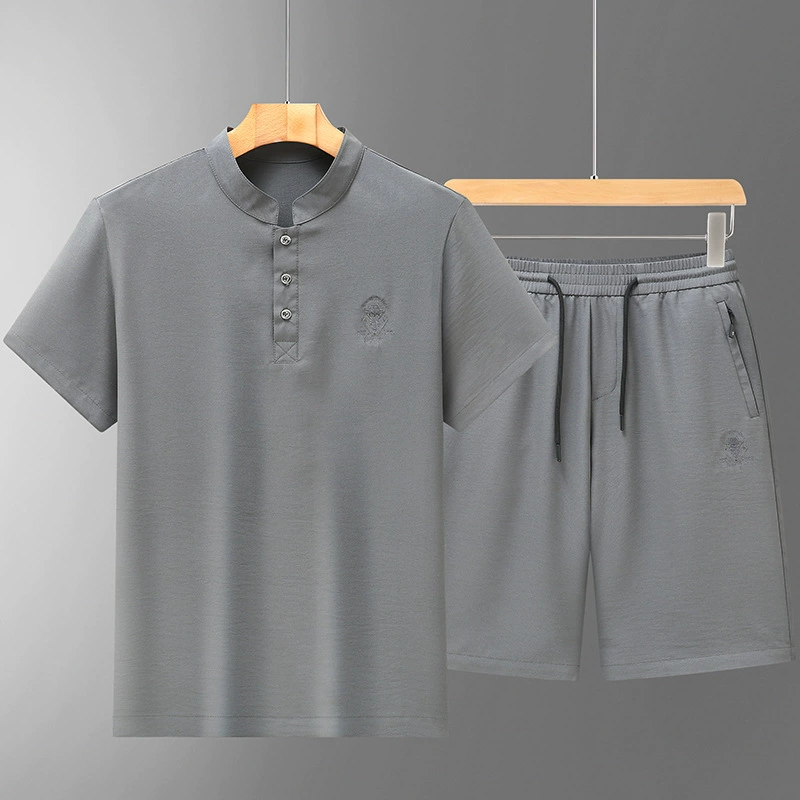 Мужчины среднего возраста Летний круглый вырез с короткими рукавами