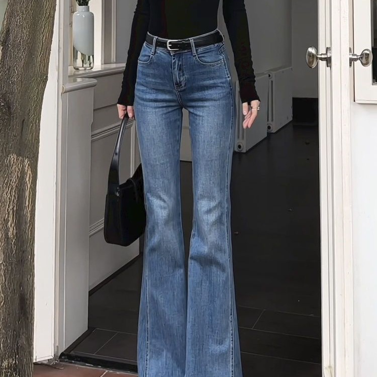 Long retro elastic autumn jeans