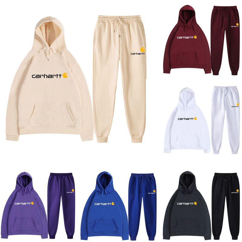 Cross-border Amazon fashion brand carhartt two-piece mango letter sweater men's and women's fleece-lined hoodie wholesale