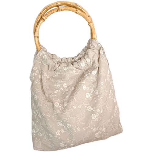 Floating green self-made new products, literary and artistic French embroidery, bamboo portable wooden ring mini bag, holiday cheongsam