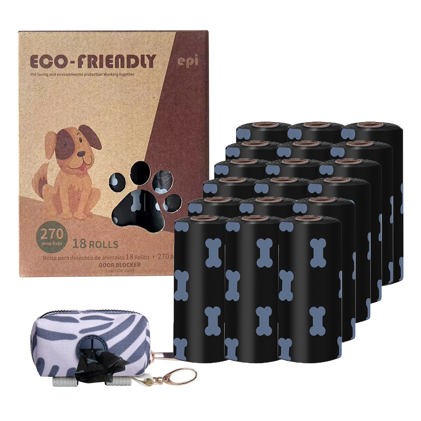 Transfronterizo spot 1.5 seda negra bolsa de basura para mascotas bolsa de heces para perros y gatos degradable bolsa de plástico caja de bolsa de heces