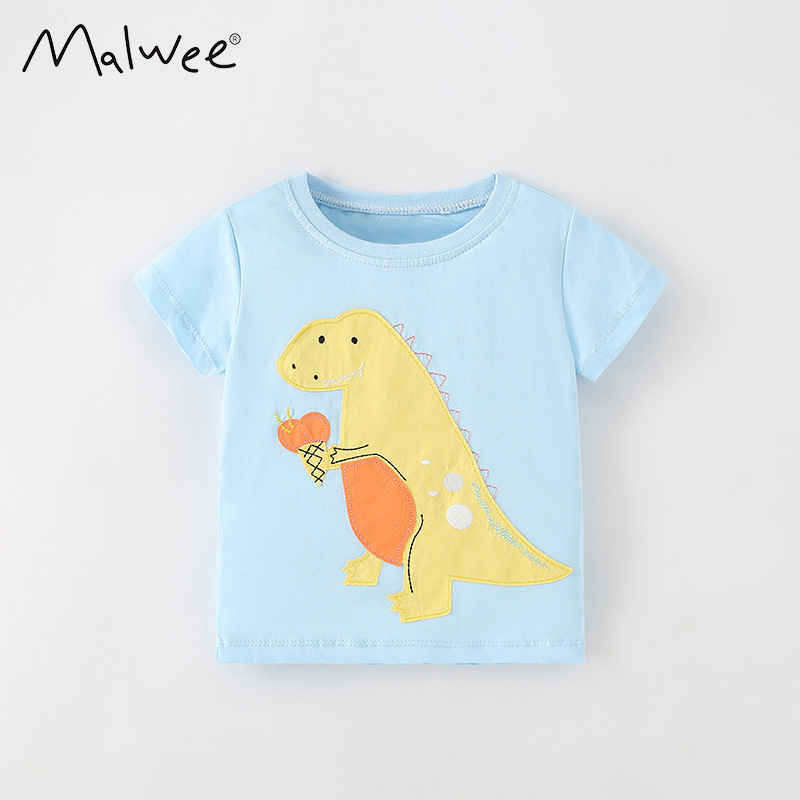 Malwee niños de manga corta verano nuevo estilo europeo y americano camiseta de cuello redondo casual para niños guapo chaqueta casual para niños