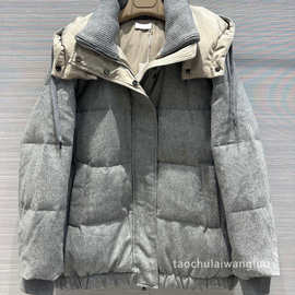 中长款连帽羽绒服外套法式优雅简约加厚保暖鹅绒面包服冬 AW63760