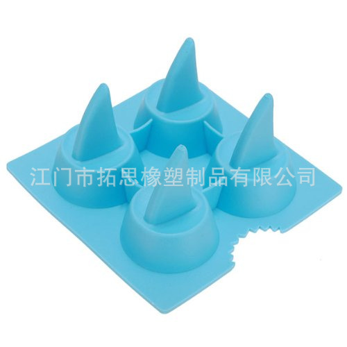 硅胶冰格鲨鱼鳍冰格冰模四孔方形冰格生活日用创意食品级硅胶冰格