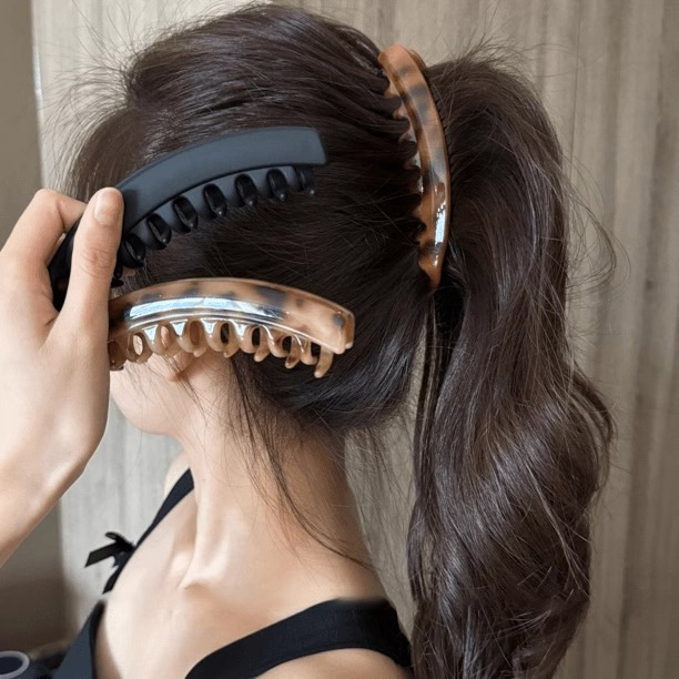 Acetato de banana para mujeres 2025 nuevo estilo de alta sensación de cabello de cabello de cabello de cabello de caballo más agarrar clip de cabello tocado
