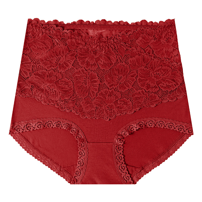 Pantalones de cintura alta de encaje de la vida de la mujer, panties de algodón de forma femenina, pantalones sin marcas de cadera.