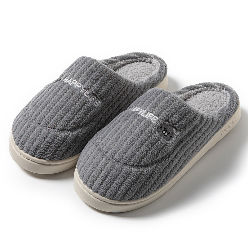 Zapatillas de algodón rojo para mujeres otoño y invierno en el hogar dormitorio calentamiento zapatos de lana suave cómodos zapatos de terciopelo al por mayor