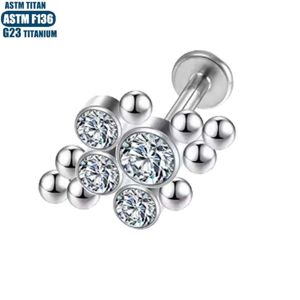 16G labret stud size and finish detail