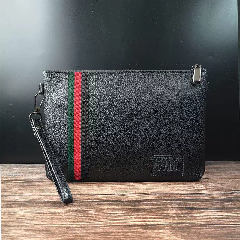 Hand loop bag, capacious wallet, men's shoulder bag, genuine leather, internet celebrity