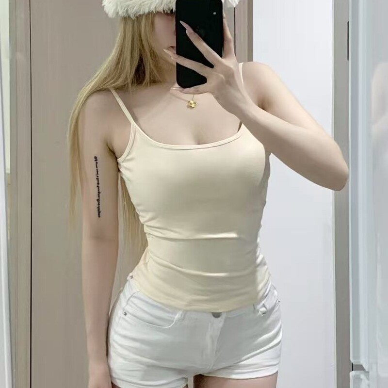 One Spoonful Sweet Same U-shaped Back Design Camisole Women's Spring and Summer New Spice Girls Slim-fit Slimming All-match Beautiful Back