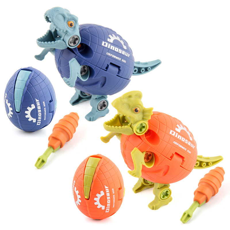 Transfronterizo de exportación de los niños de bricolaje deformación montado huevo de dinosaurio Tyrannosaurus Triceratops desmontaje dinosaurio huevo juguete de montaje
