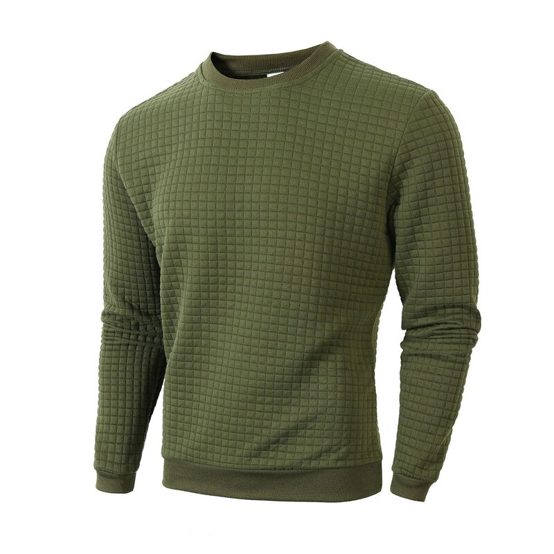 European-style autumn and winter new slim-fit round-neck long-sleeve checkered personalized casual base shirt for men in white European-style autumn and winter new slim-fit round-neck long-sleeve checkered personalized casual base shirt for men in white