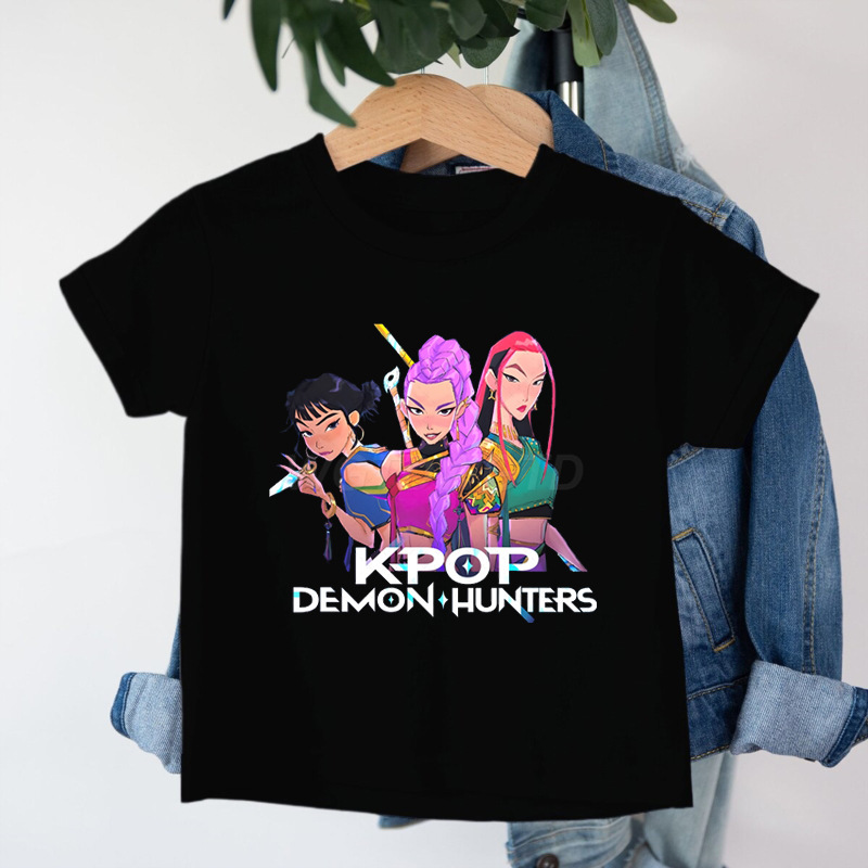 クロスボーダー KPop デーモンハンターデーモンハンターグループプリントコットン Tシャツ夏のファッション子供カジュアル半袖|undefined