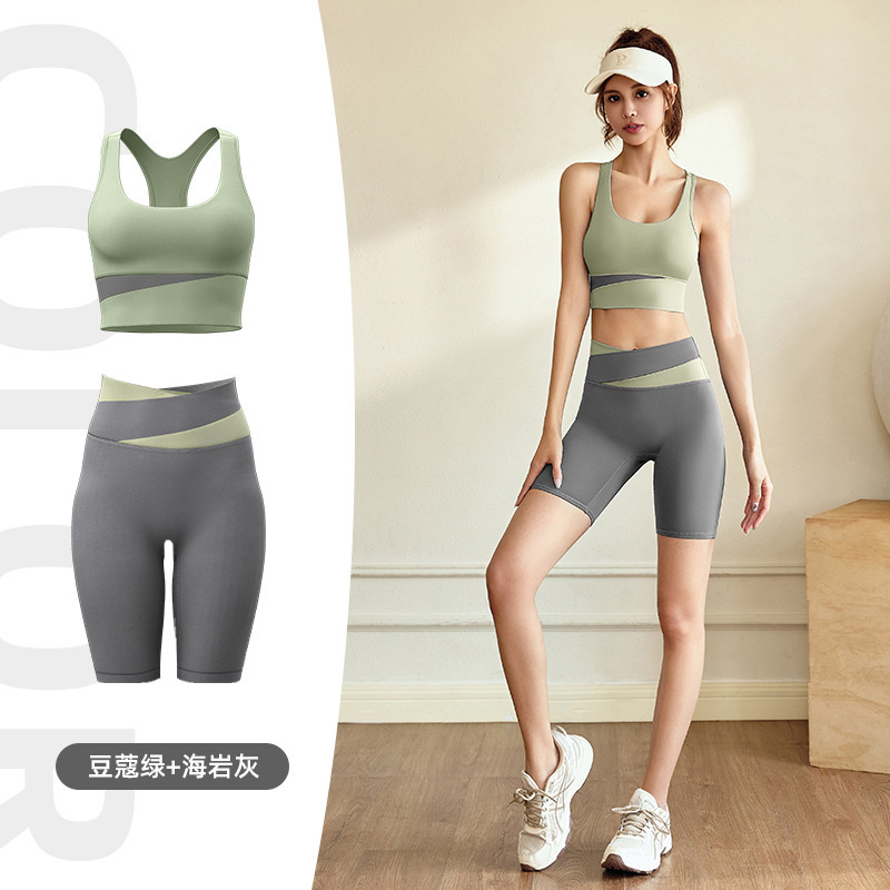 Lulu上着スポーツ下着ランニングフィットネス半袖防振ベストTラインヨガパンツヨガ服セットレディース|undefined