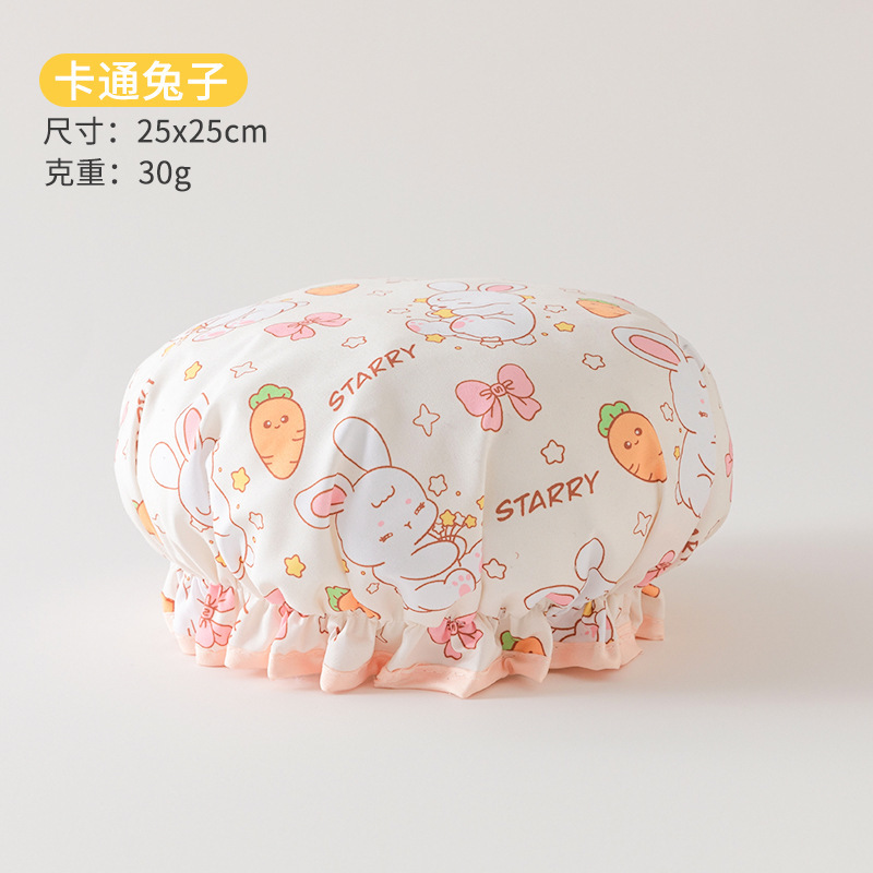 双层浴帽女防水洗澡家用防油烟头套女童干发膜专用沐浴帽2025新款|undefined
