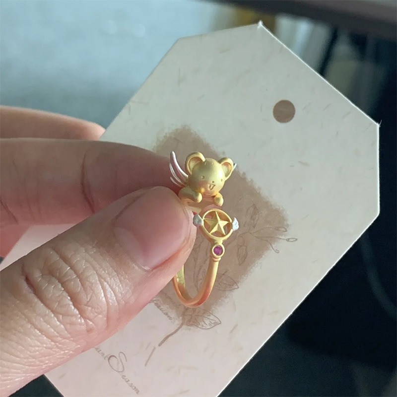 小红书爆款百变小樱魔法少女小可比斯情侣对戒可爱时尚设计戒指女|undefined
