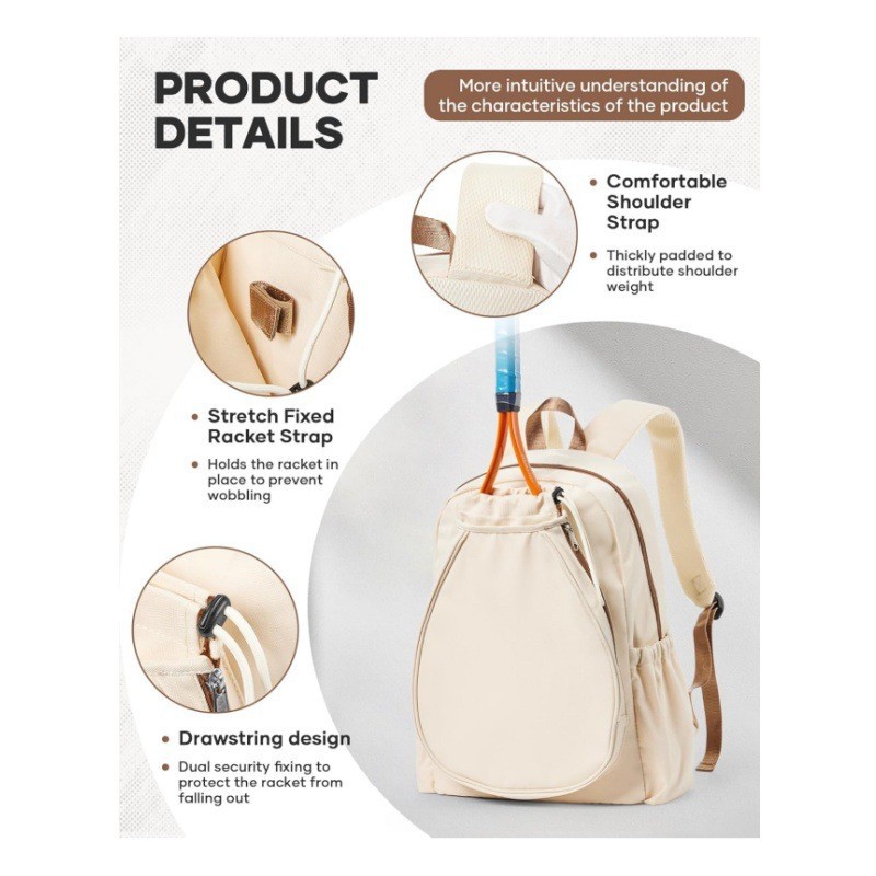 Amazon en stock Mochila de tenis mochila de tenis de damas mochila de pelota de tenis mochila de hombre mochila de entrenamiento a prueba de goteo