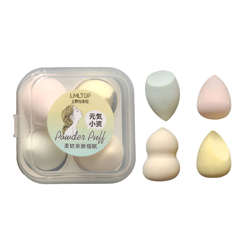 LMLTOP transfronterizo exclusivamente para huevos de belleza con cáscara de huevo VN juego de 4 piezas de calabaza corte oblicuo gotas de agua soplo de polvo TOP-092