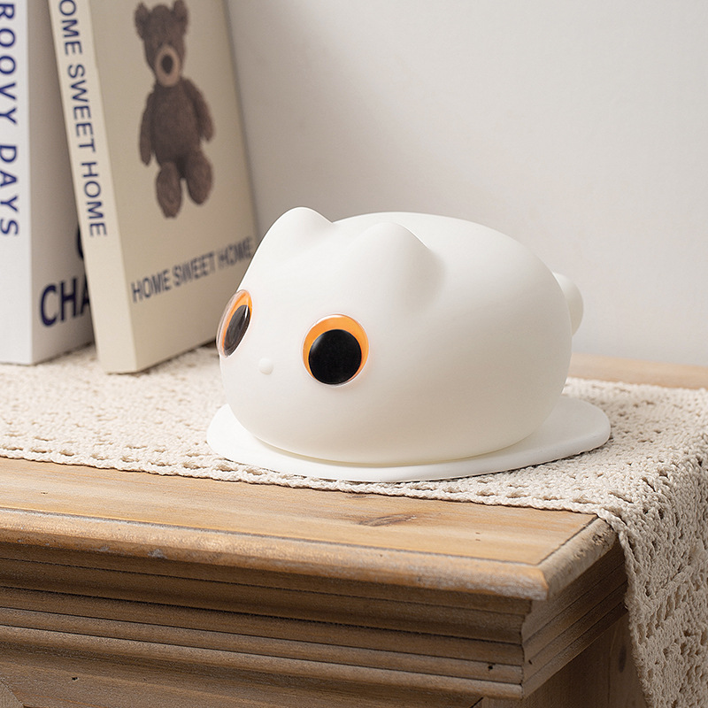 新款貓貓硅膠夜燈 可愛家居伴睡拍拍小夜燈 usb充電創意貓咪夜燈