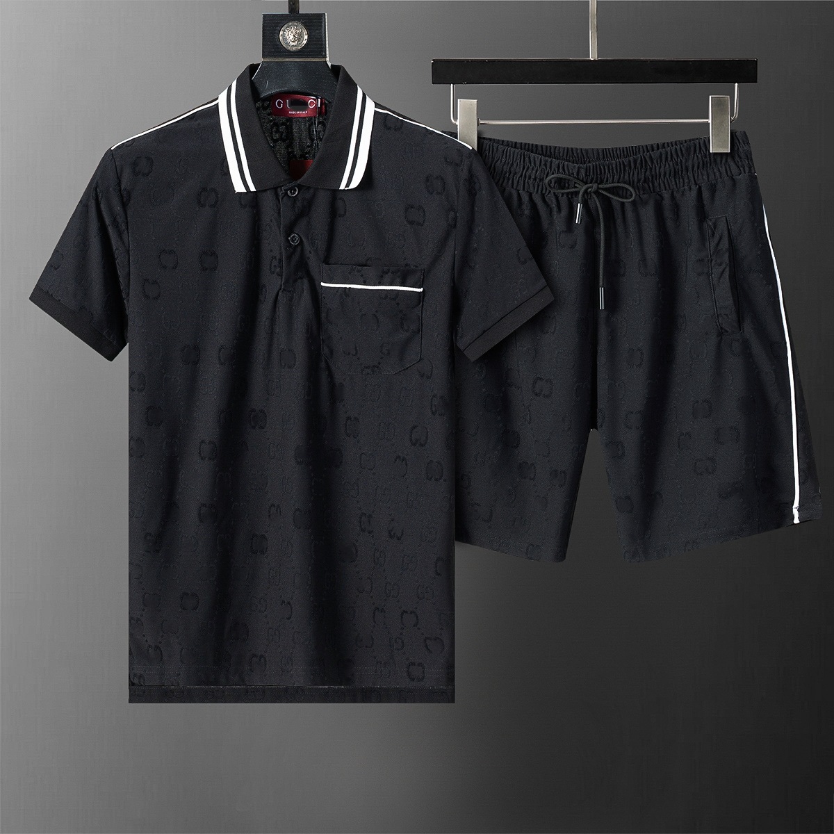 Cross-border versión correcta polo manga corta set de collar de verano clásico toalla de hombre bordado casual Europa y América explosión