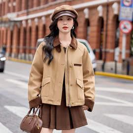 复古撞色翻领羽绒服女短款2025冬季新款巨好看的百搭保暖夹克外套